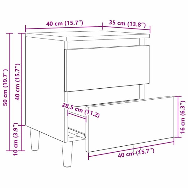 Бюра за легло 2 pcs Черния дъб 40 x 35 x 50 см Инженерно дърво