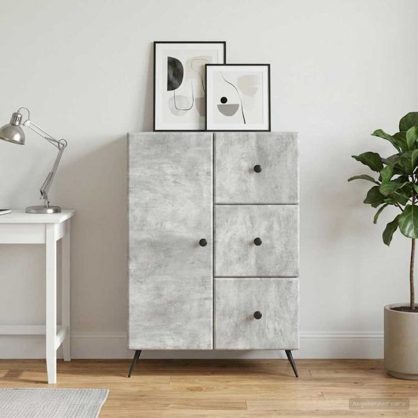 Служебен шкаф с чекмедже Бетонно сиво 66 x 34,5 x 90 см