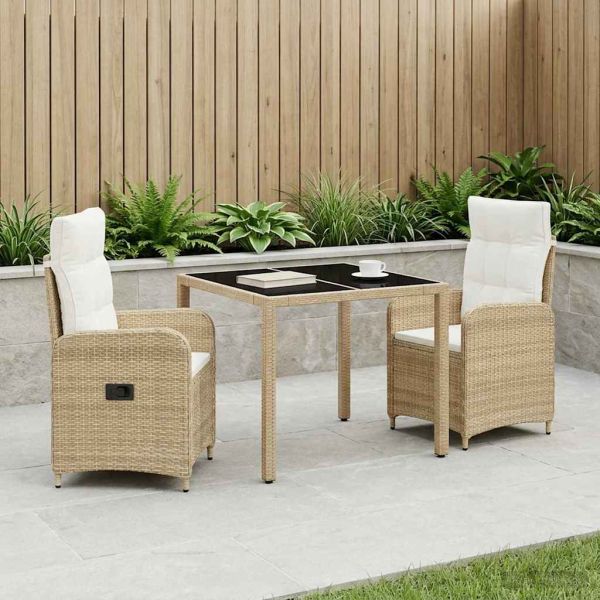 Комплект за хранене на открито 3 pcs Бежов и кремаво бял