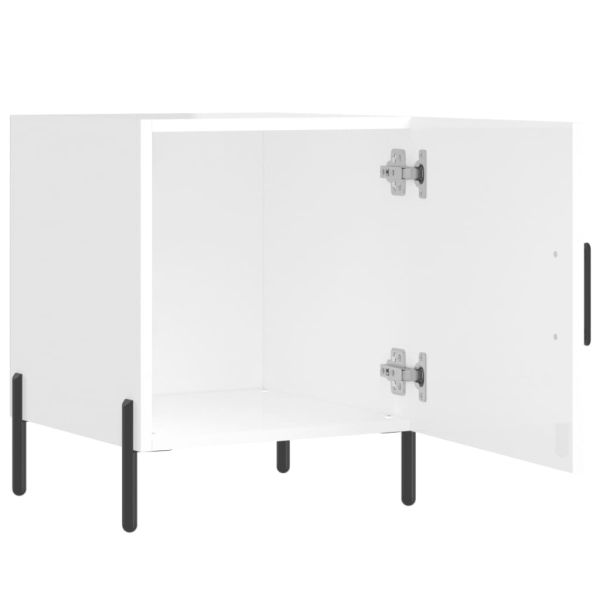 Нощни шкафчета 2 бр бял гланц 40x40x50 см инженерно дърво