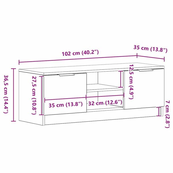 ТВ шкаф Черния дъб 102 x 32 x 35.5 см Инженерно дърво