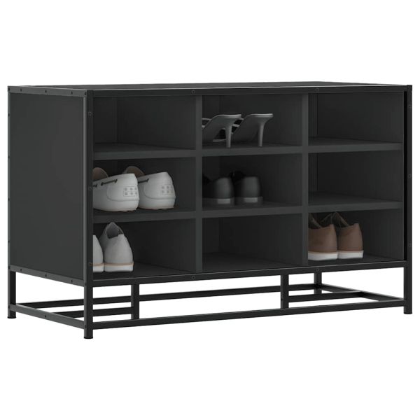 Лавица за обувки черна 84x40x53,5cm Изработена от дърво и метал
