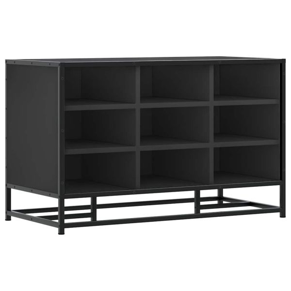 Лавица за обувки черна 84x40x53,5cm Изработена от дърво и метал