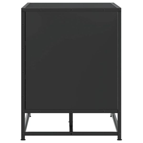 Лавица за обувки черна 84x40x53,5cm Изработена от дърво и метал