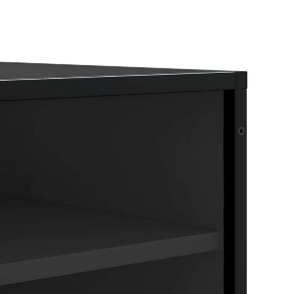 Лавица за обувки черна 84x40x53,5cm Изработена от дърво и метал