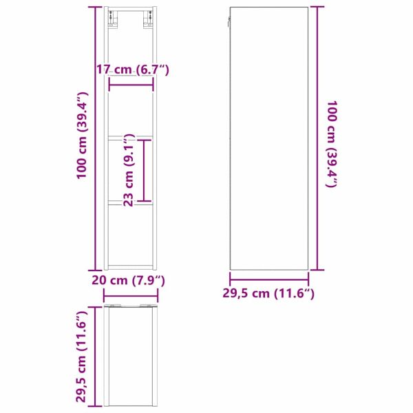 Висящ шкаф Димян дъб 20 x 29,5 x 100 см Инженерно дърво