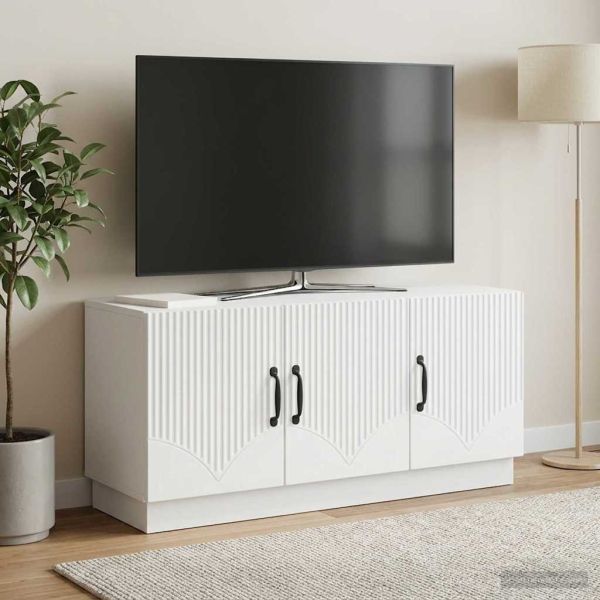 ТВ шкаф Бяло 99 x 34,5 x 47 см Инженерна дървесина