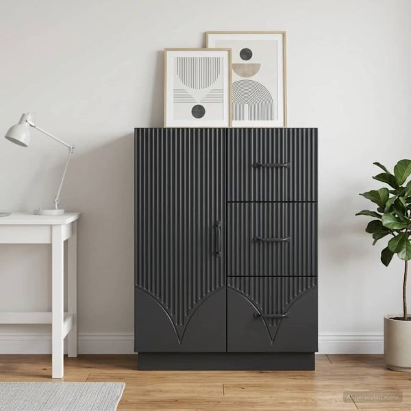 Служебен шкаф Черно 66 x 34,5 x 87 см Инженерна дървесина