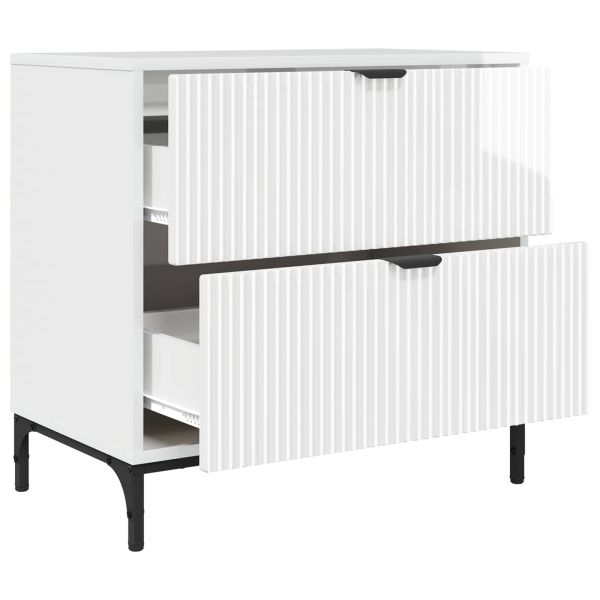 Нощно шкафче с чекмедже Бяло Със Силен Гланц 63.5 x 36 x 61 см