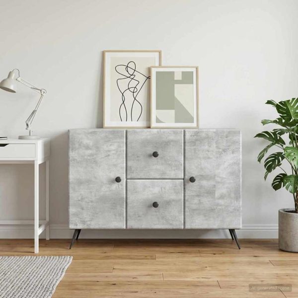 Служебен шкаф с чекмедже Бетонно сиво 89 x 34,5 x 60 см