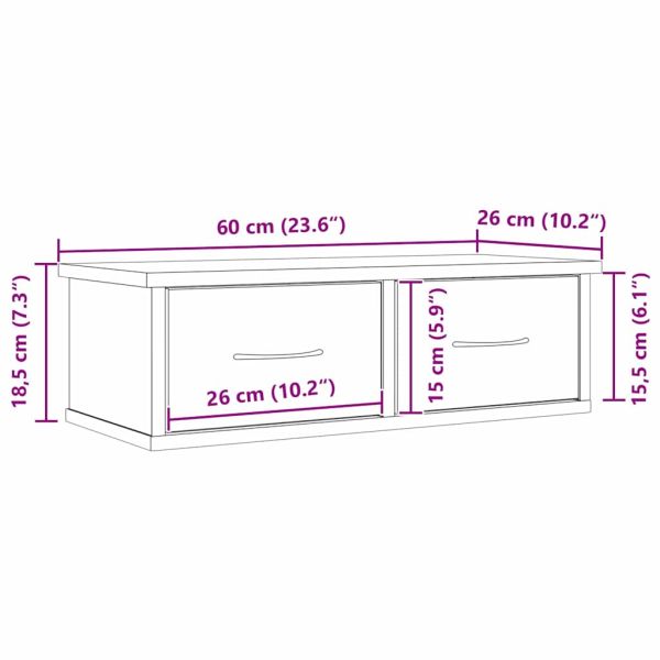 Стенен шкаф Черния дъб 60 x 26 x 18,5 см Инженерно дърво