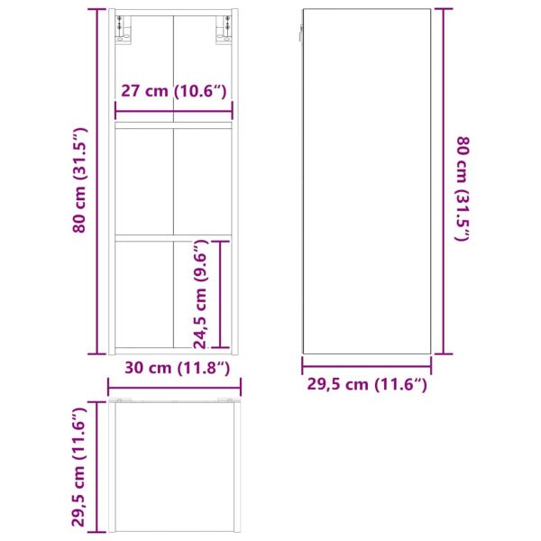 Висящ шкаф Сонома дъб 30 x 29,5 x 80 см Инженерно дърво