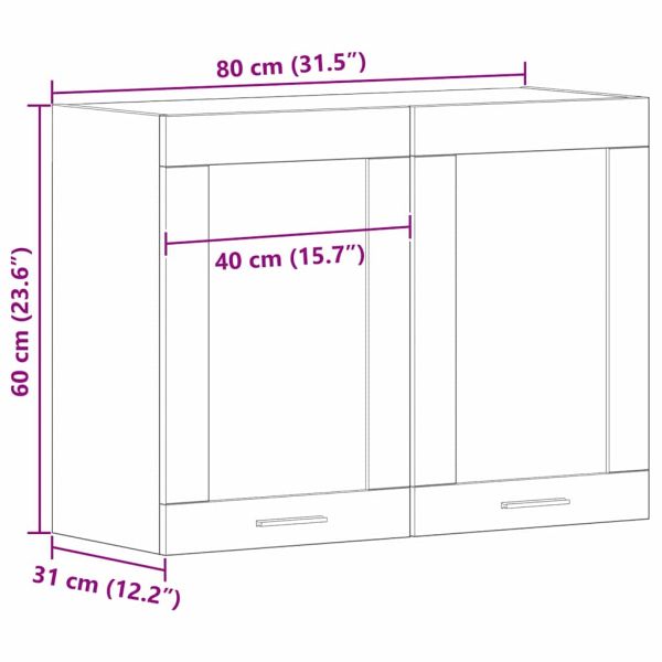 Висящ шкаф Lyon Черния дъб 80 x 31 x 60 см Инженерно дърво