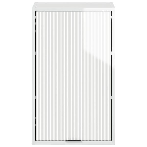 Шкаф за баня Монтиране на стена Лъскаво бяло 39 x 23,5 x 65 см
