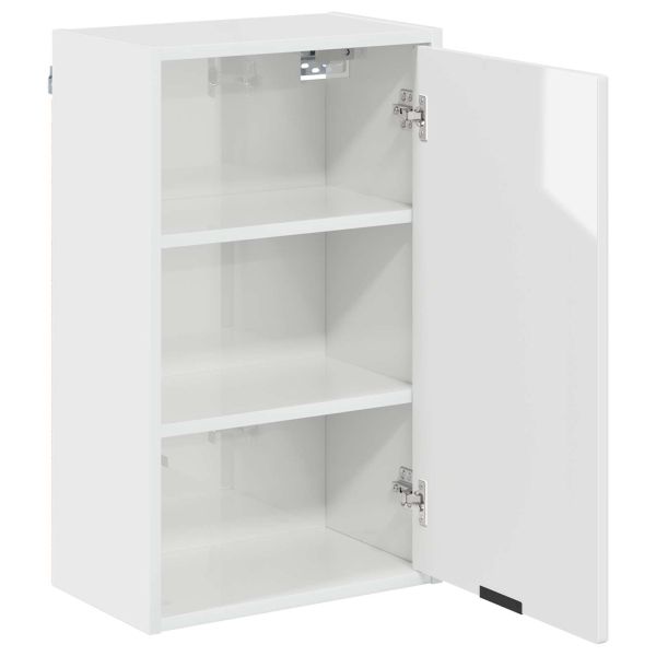 Шкаф за баня Монтиране на стена Лъскаво бяло 39 x 23,5 x 65 см