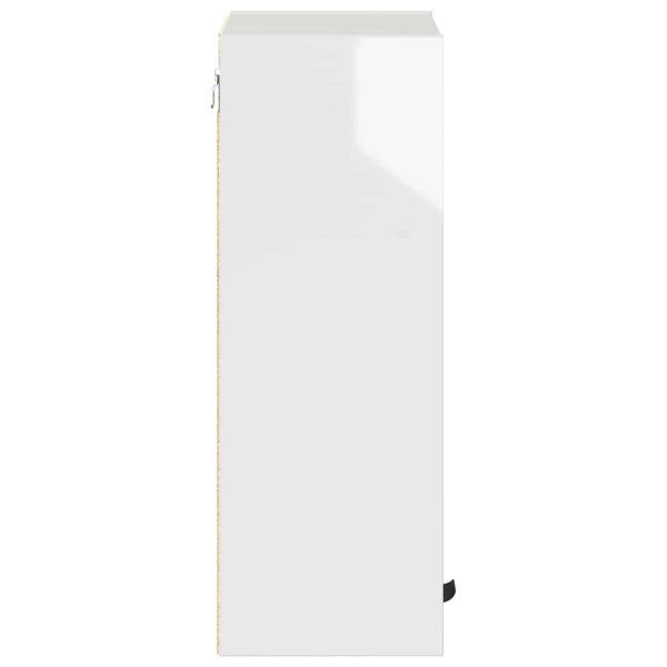Шкаф за баня Монтиране на стена Лъскаво бяло 39 x 23,5 x 65 см