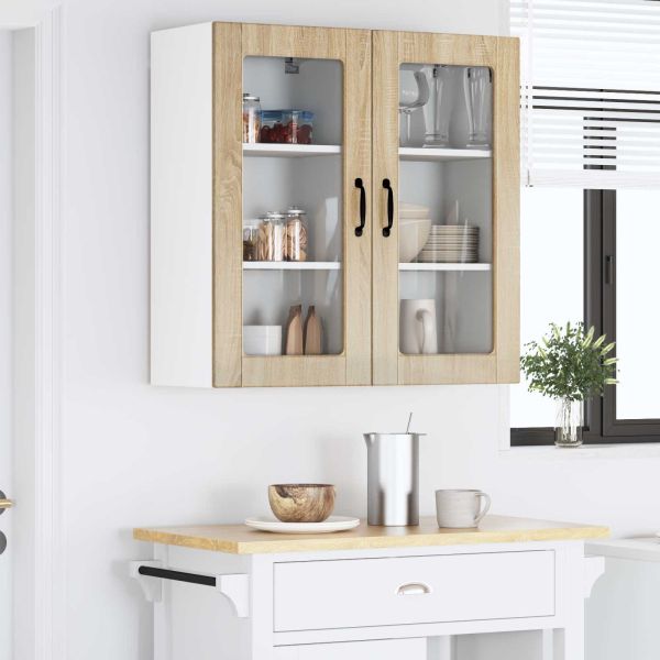 Стенен стъклен шкаф LUCCA 2 pcs Дъб сонома 40 x 31 x 80 см