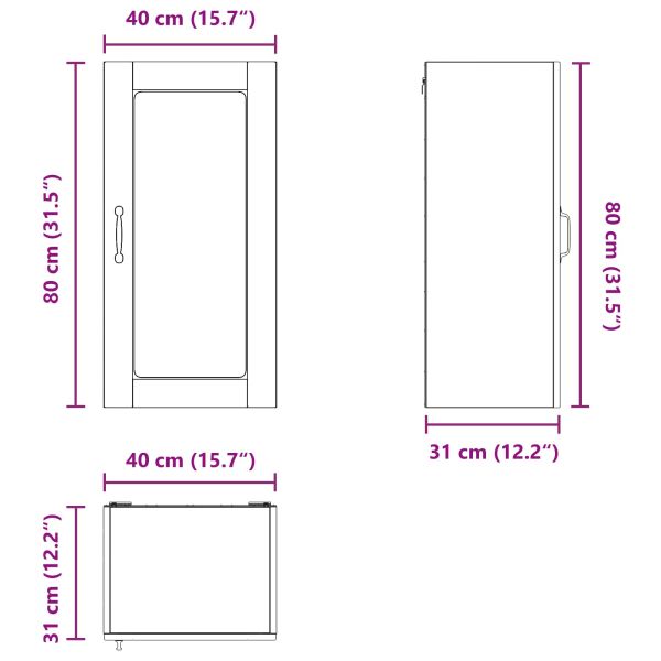 Стенен стъклен шкаф LUCCA 2 pcs Дъб сонома 40 x 31 x 80 см