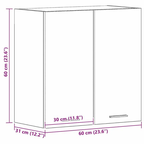 Висящ шкаф Lyon Черния дъб 60 x 31 x 60 см Инженерно дърво