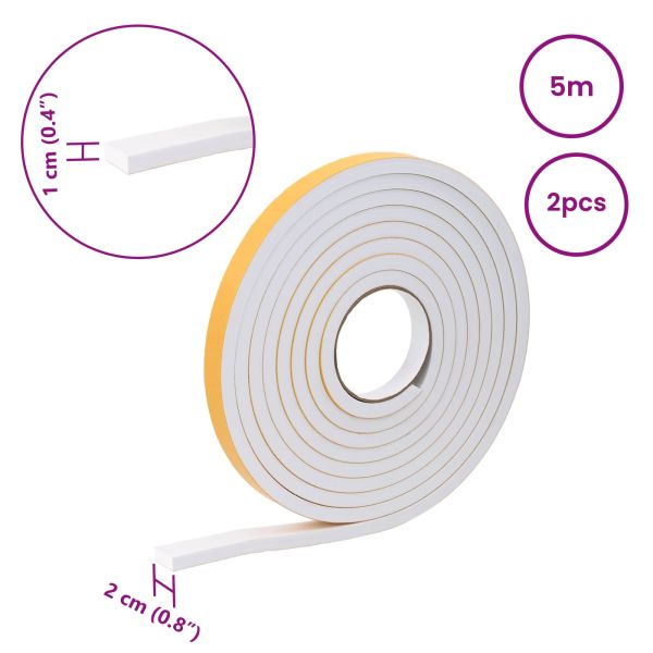 Самоотлепваща се пяна лента 2 pcs Бяло 20mm x 5m CR пяна