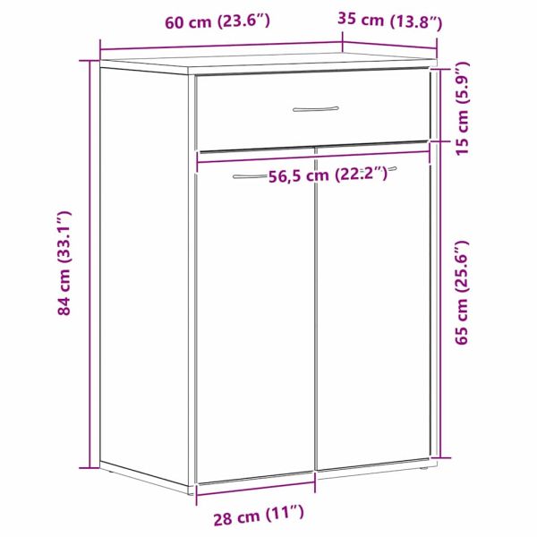 Шкаф за обувки Черния дъб 60 x 35 x 84 см Инженерно дърво