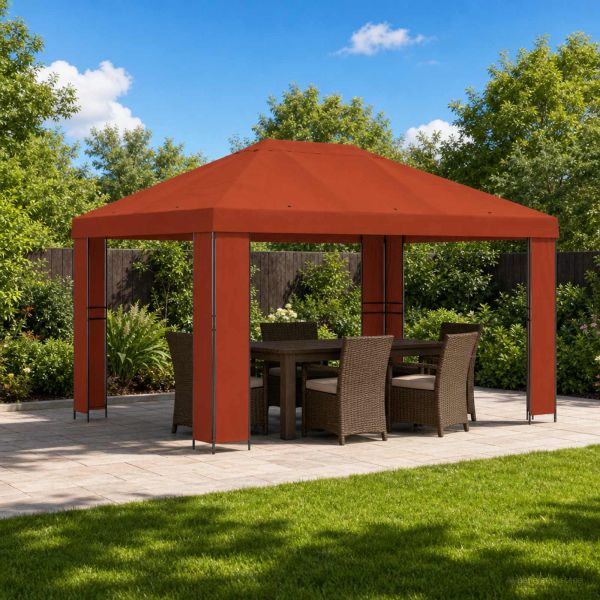 Шатра 4 × 3 m Теракота Полиестер и стомана 190 gsm