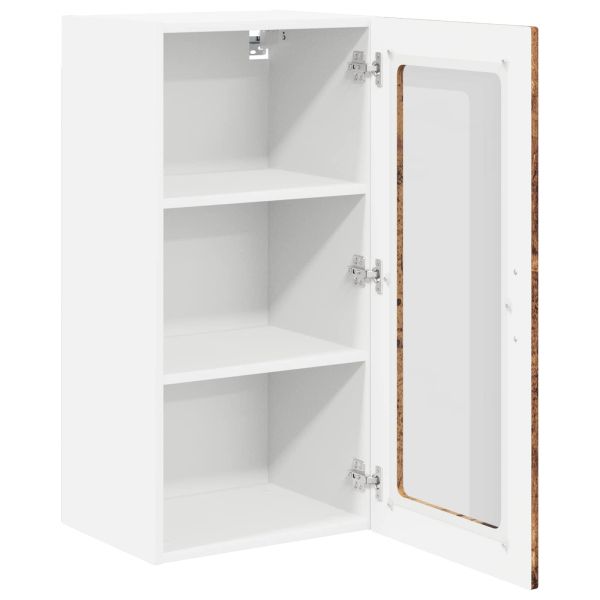 Стенен стъклен шкаф LUCCA 2 pcs Старо дърво 40 x 31 x 80 см
