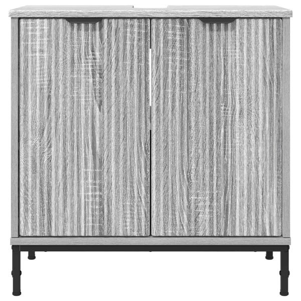 Шкаф за мивка в баня с врата Сив Сонома 60,5 x 33,5 x 61 см