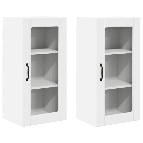 Стенен стъклен шкаф LUCCA 2 pcs Бяло 40 x 31 x 80 см