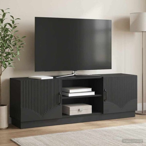 ТВ шкаф Черно 150 x 31 x 47 см Инженерна дървесина