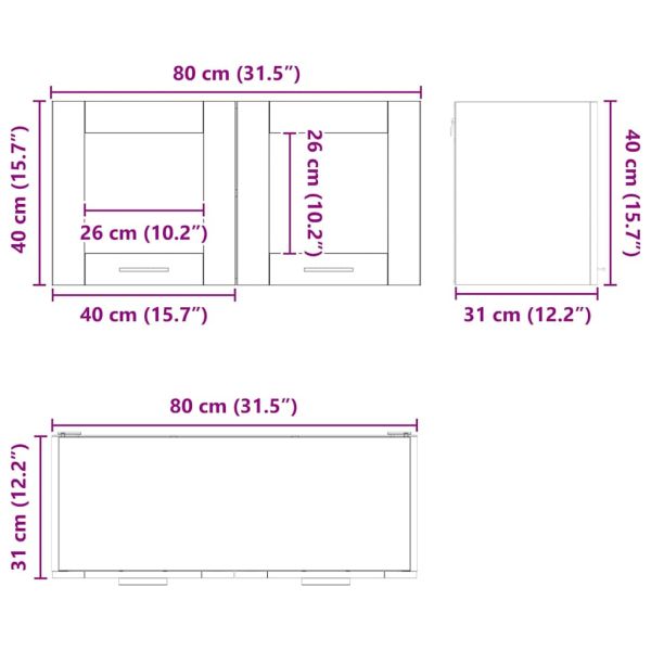 Висящ шкаф с врата Стара дървесина и бяло 80 x 31 x 40 см