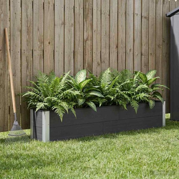 Градинска повдигната леха Черно 200 x 30 x 36 см
