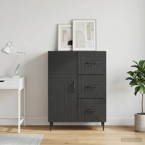 Служебен шкаф Черно 66 x 34,5 x 89,5 см Инженерна дървесина