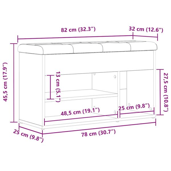 Пейка за обувки с рафт Черно 80 x 30 x 45 cm Инженерно дърво