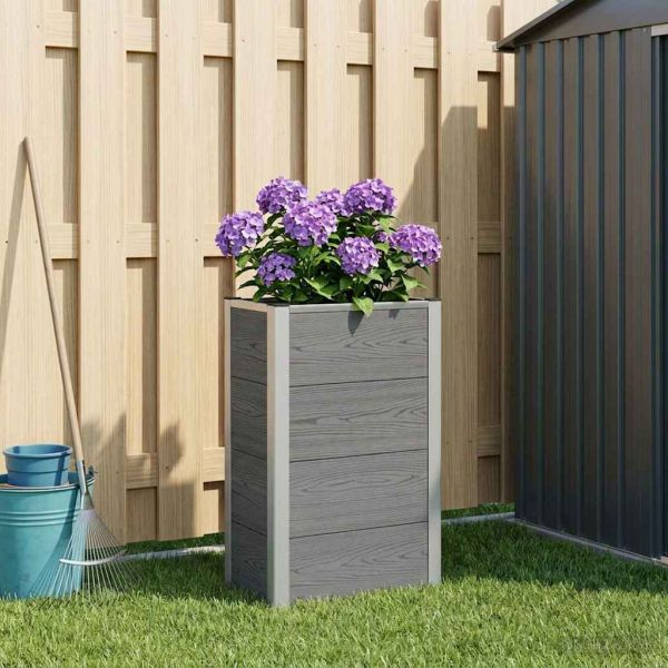 Градинска повдигната леха Сиво 50 x 30 x 82 см WPC и алуминий