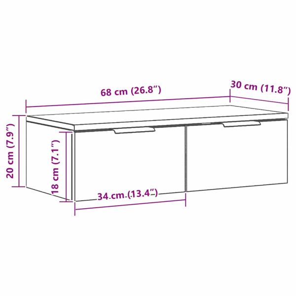 Стенен шкаф Черния дъб 68 x 30 x 20 см Инженерно дърво