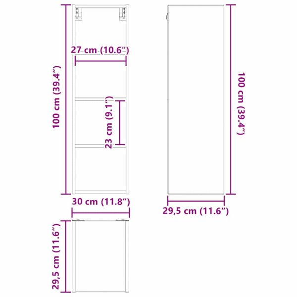 Висящ шкаф Димян дъб 30 x 29,5 x 100 см Инженерно дърво