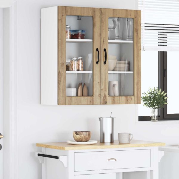 Стенен стъклен шкаф LUCCA 2 pcs Дъб артизан 40 x 31 x 80 см