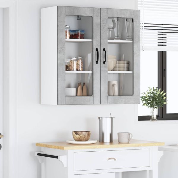 Стенен стъклен шкаф LUCCA 2 pcs Бетонно сиво 40 x 31 x 80 см