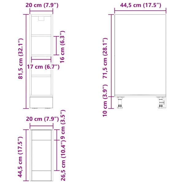 Кухненски базов шкаф с рафт Черен дъб 20 x 44,5 x 81,5 см