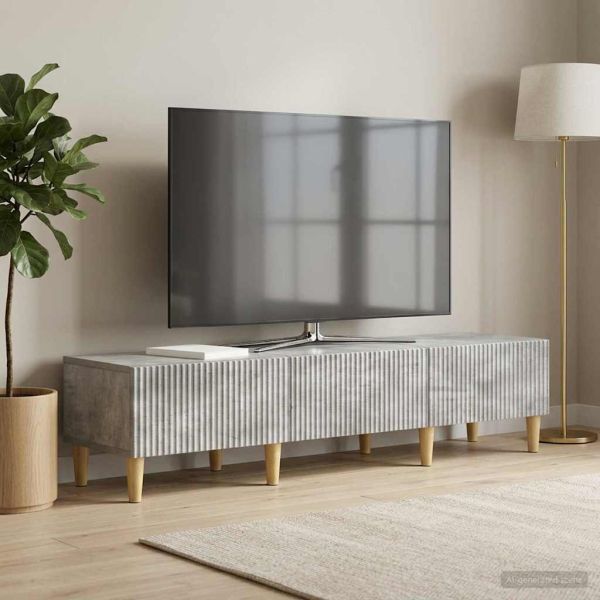 ТВ шкаф Бетонно сиво 147 x 34,5 x 30 см Инженерна дървесина