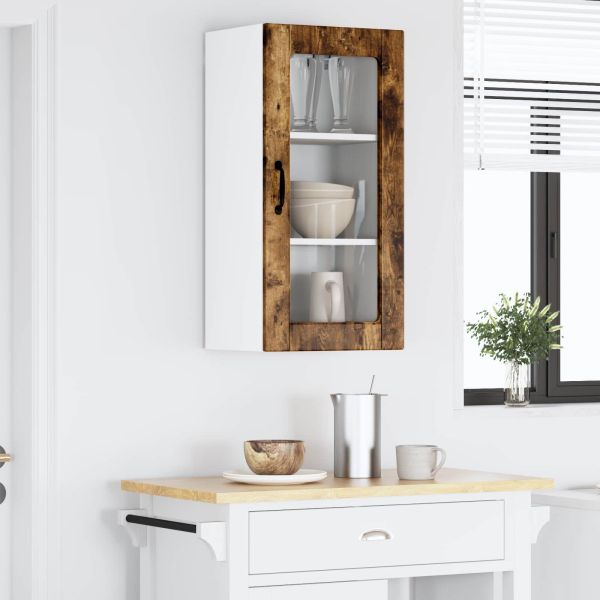 Стенен стъклен шкаф LUCCA 2 pcs Опушен дъб 40 x 31 x 80 см