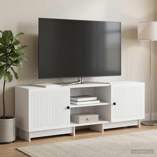 ТВ шкаф Бял 150 x 31 x 50 см Инженерен дървен материал