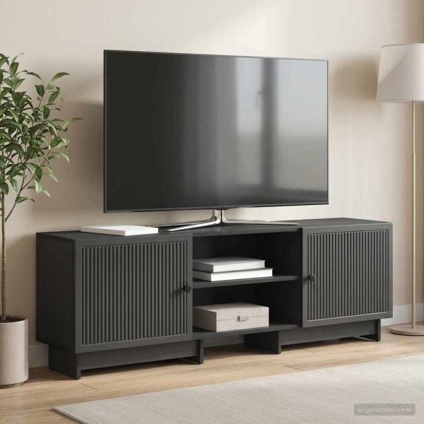 ТВ шкаф Черен 150 x 31 x 50 см Инженерен дървен материал
