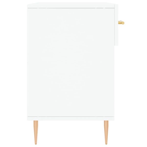 Пейка за обувки, бяла, 102x35x55 см, инженерно дърво