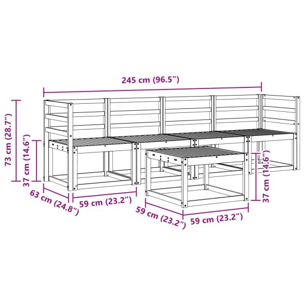 Комплект дивани за открито 5 pcs Бяло 59 x 59 x 37 см