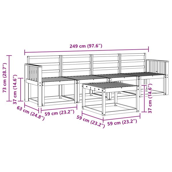 Комплект дивани за открито 5 pcs Бяло 59 x 59 x 37 см