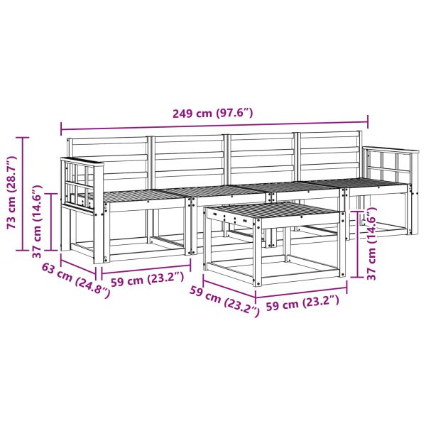 Комплект дивани за открито 5 pcs Бяло 59 x 59 x 37 см