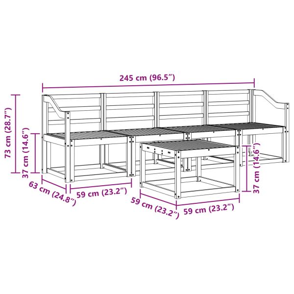 Комплект дивани за открито 5 pcs Бяло 59 x 59 x 37 см