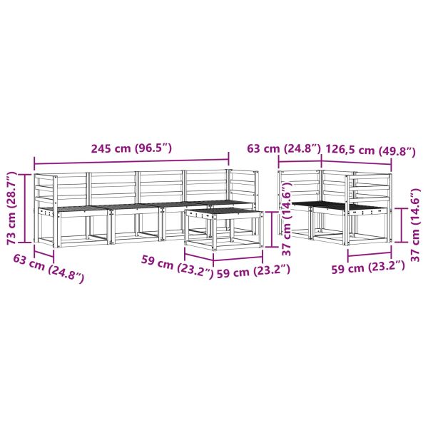 Комплект дивани за открито 7 pcs Бяло 59 x 59 x 37 см